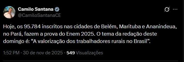 Tema do Enem em Belém destaca trabalhadores rurais e expõe contraste social - Imagem do artigo original