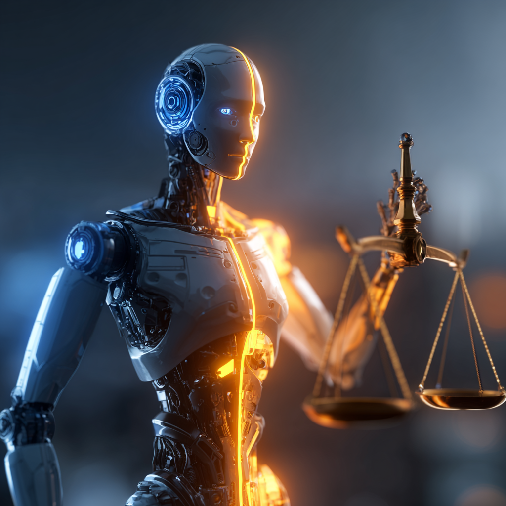 vantagens e desvantagens da inteligência artificial representadas por robô futurista equilibrando inovação e riscos tecnológicos