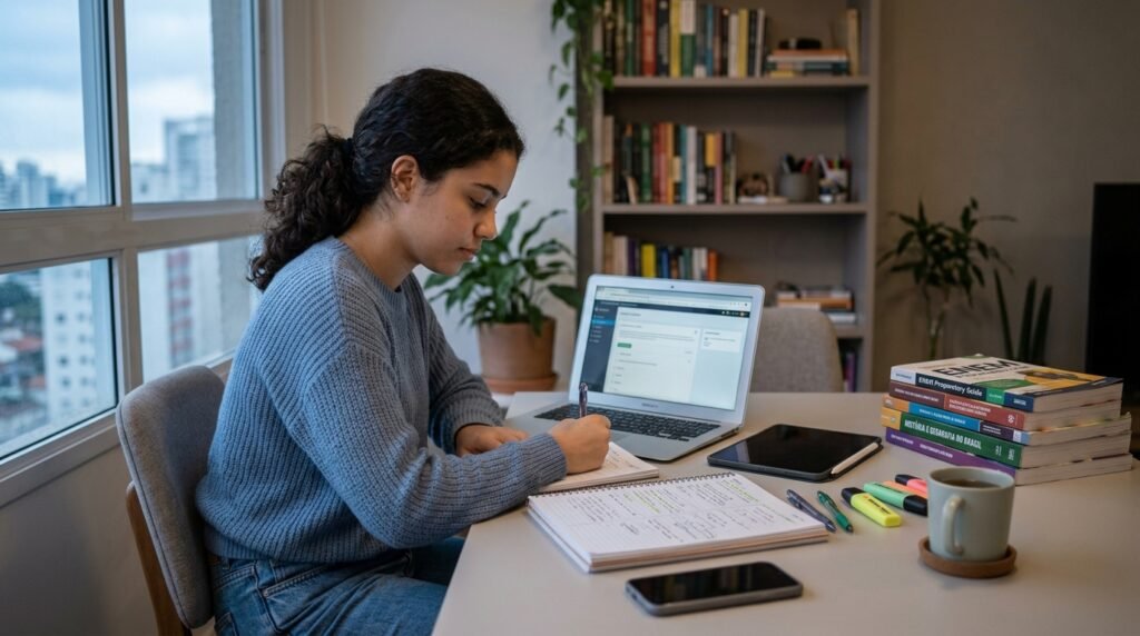 Estudante estudando para vestibular/ENEM
