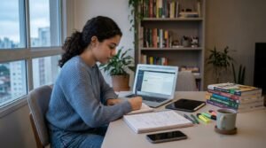 Estudante estudando para vestibular/ENEM